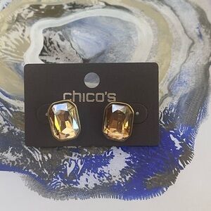 New Chico's Champagne  Gold-Tone Faceted Earrings